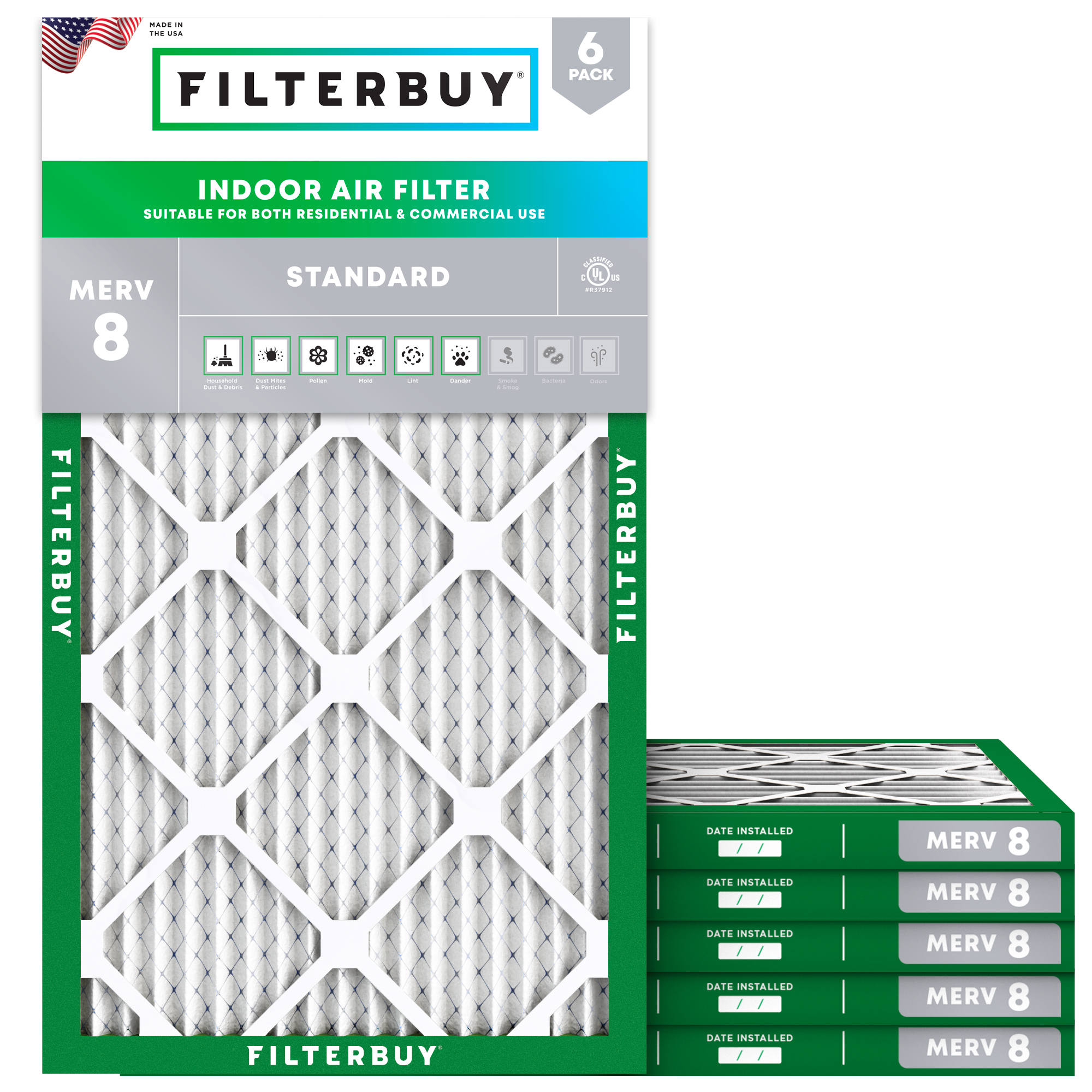 Filterbuy Silver MERV 8 16x25x1 Air Filter