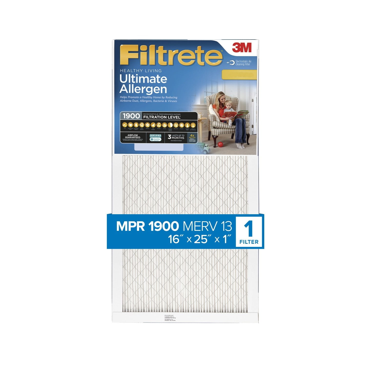 Filtrete 1900 Premium Allergen & Home Pollutants 16x25x1